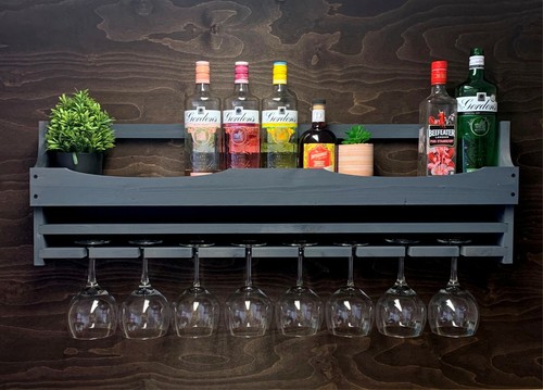 Wine rack grey wooden gin - wine,