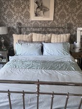 Dunelm Blue and Green Strip Double size Pattern duvet cover and 2￼ pillowcases