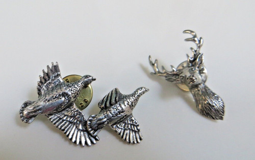 Vintage pewter stag brooch pin - vintage,