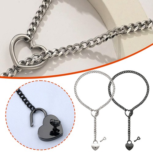 Heart lock slip chain necklace - slip,