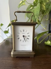 Vtg Tiffany & Co Swiss Made Brass Carriage Mantle Clock Quartz Decor Only