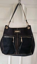 Women's River Island Shoulder Bag Black & Gold Slouch Handbag Size Medium 
