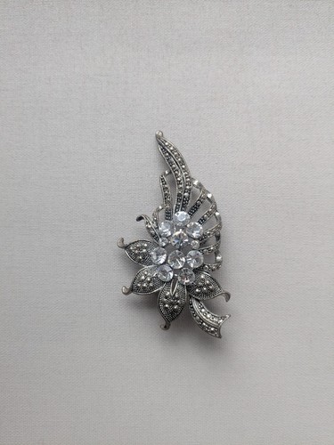 Vintage silver tone - silver, rhinestone