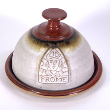 English Studio Pottery Butter Dish 16cm x 11cm Plate With Cover Frome Somerset