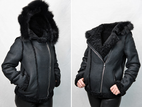 Black real sheepskin - real, shearling