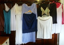 VINTAGE + MODERN LINGERIE JOB LOT OF 13 FULL/FULL SLIPS NIGHTDRESSES SZ 10-20