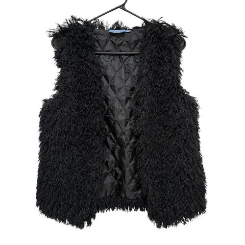 Black faux fur - vest,