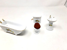 Dolls House Furniture 1:12 China/Ceramic 3 piece Bathroom Set with Floral Design