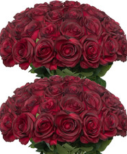 50Pcs Burgundy Silk Roses for