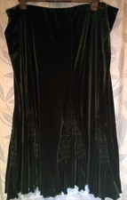 Dark Green Velvet Skirt Size 24 Evening Party Special Occasion Godet Detailing