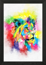 Lion Head Watercolor Framed