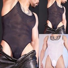 Mens See Through Striped