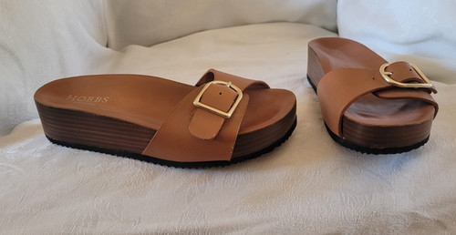 Hobbs tan leather sandals size - hobbs,