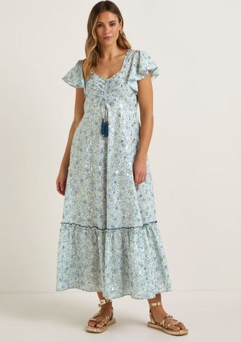 Blue paisley gold foil - blue,