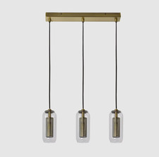 Pendant Ceiling Light John Lewis Tulip 3 bar Metal Antique brass Glass  - No BOX
