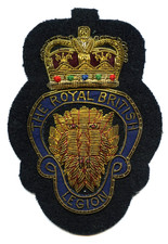 VINTAGE 'THE ROYAL BRITISH LEGION'  BULLION BLAZER BADGE - RBL
