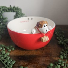 St Bernard Paws Red Dog Bowl by Cotfer Switzerland Swiss  Barry Collection