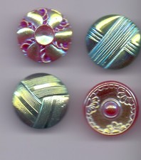Four vintage glass buttons -  IRIDESCENT