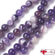 25 Chevron Amethyst Gemstone Round Beads 8mm GS196
