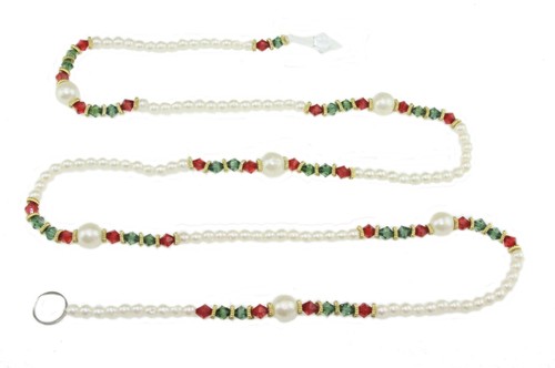 Pearl red green crystal beaded - pearl,