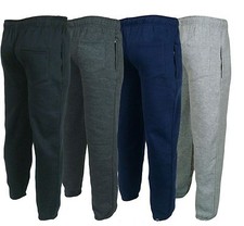 MENS FLEECE JOGGERS JOGGING TRACKSUIT BOTTOMS (ELASTICATED) CUFFED TROUSERS