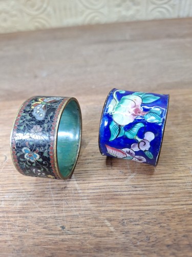 Vintage brass blue cloisonne - blue,