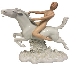 Wallendorf Nude Figurine On Horseback 1345 Length 25cm Height 22.5cm