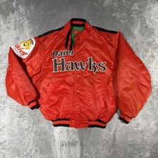 Vintage 1980s Rawlings Jacket Mens LL Red Daiei Hawks Satin Japanese Baseball