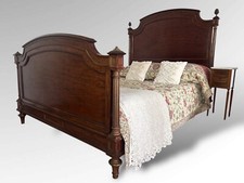 Original French Carved Exotic Wood XL Double Size Bed Frame