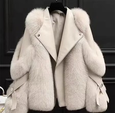 Autumn Winter Imitation fox fur Jacket For women's Loose Short Zipper Faux