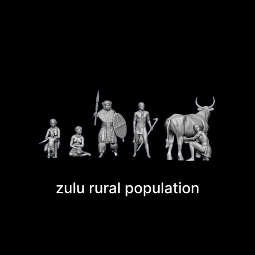 28mm zulu people tabletop - zulu,
