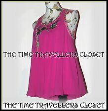 Matthew Williamson H&M RARE Pink Crepe Silk Mirrored Peacock Swing Top UK 10 38