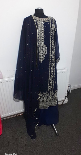 Women blue gold embroidered - blue,