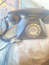 BLACK RETRO CORDED TELEPHONE LANDLINE BY NEXT WITH ROTARY DIAL AND PUSH BUTTONS