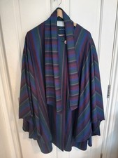 Avoca Collection Pure New Wool Lined Cape Coat Stripe Pattern with scarf size M