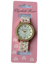 Elizabeth Rose Classic White Silicone Strap Floral Design Ladies Quartz Watch 04