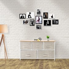 Fabric Chest of Drawers 5-Drawer Dresser 2-tier Storage Organizer Unit Bedroom