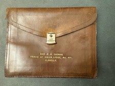 Vintage Leather Masonic Mason Regalia Bag Case - Prince Of Wales Lodge Llangelly