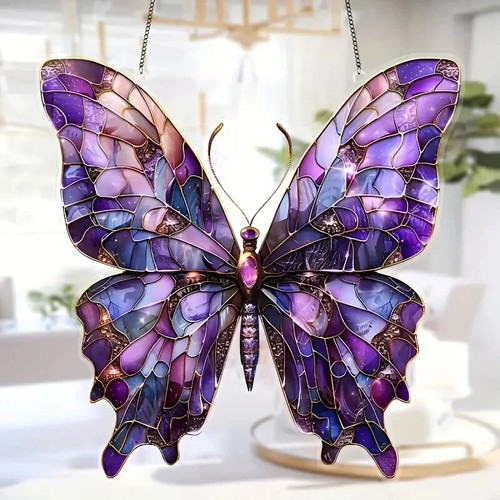 Purple butterfly open - butterfly, wings