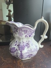 Cambrian Pottery, Swansea Pouch Jug Oriental Basket Design In Purple Mid 19 Cen