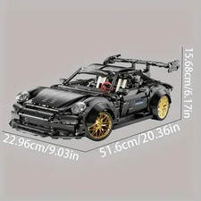 1:10 Brick Block Build Technic PORSCHE GT3 BLACK 2100+ Pieces BOXED 4 Xmas