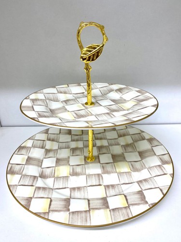 Cake stand brown check mocha - stand,