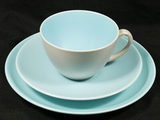 Lovely Retro Poole Pottery Twintone Ice Green and Mushroom Trio