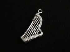 VINTAGE White Metal/Silver Harp Musical Instrument CHARM - 1.8 grams
