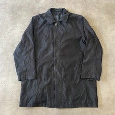 Chaps Trench Coat Mens 44" Vintage Single Breasted Button Up Jacket, Black