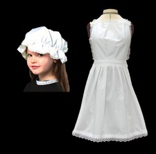 Child Long Apron + Cap Victorian Serving Maid Book Day Fancy Dress Childrens