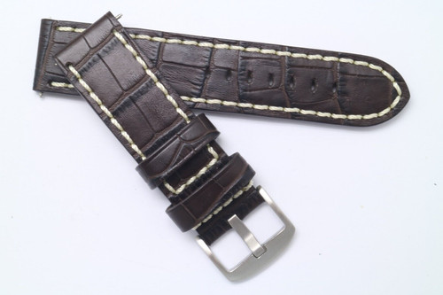24mm brown croco embossed - brown,