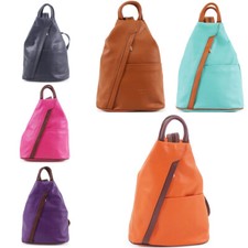 Women Soft Italian Vera Pelle Leather Rucksack Ladies Gym School Backpack VPR244