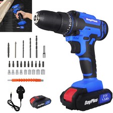 21V Cordless Drills Driver 1/2 Battery Kit Rechargeable Electric Screwdriver LED
