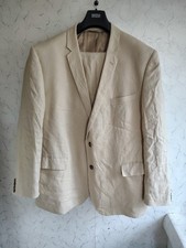 Samuel Windsor Mens 100% Linen Suit Beige Cream Jacket Chest 48in W40in Leg 32in